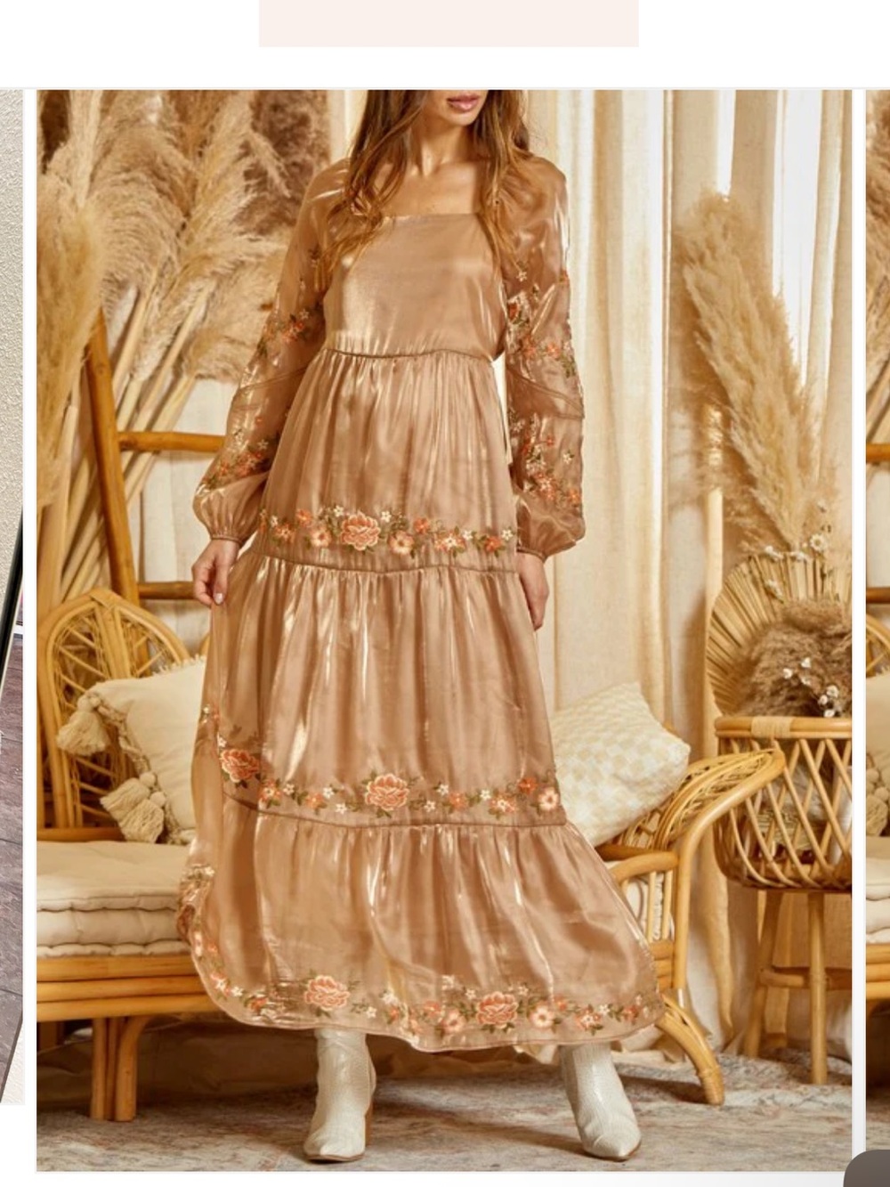 Savanna Jane Luminous Shimmer
Floral Embroidered Tiered Maxi NWT
Dress Medium - Picture 2 of 9